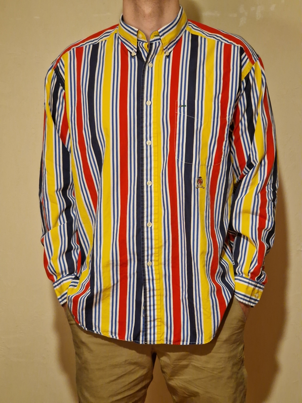 Tommy Hilfiger Striped Button-Down Shirt in Yellow, Red & Blue